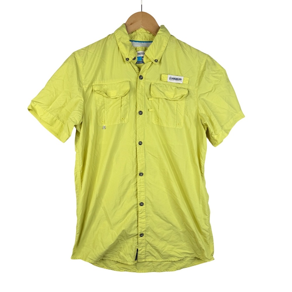 Magellan Outdoors Men’s Short-Sleeve Button-Up Shirt in Yellow
